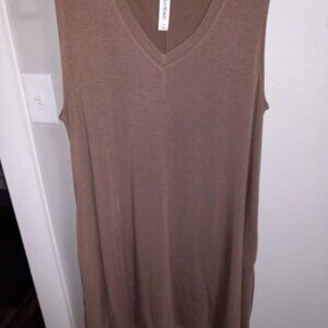1X Taupe V-neck Dress